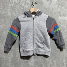 Hanna Andersson Zip Up Hoodie Youth 4 100 cm Gray Sherpa Lined Colorblock Comfy