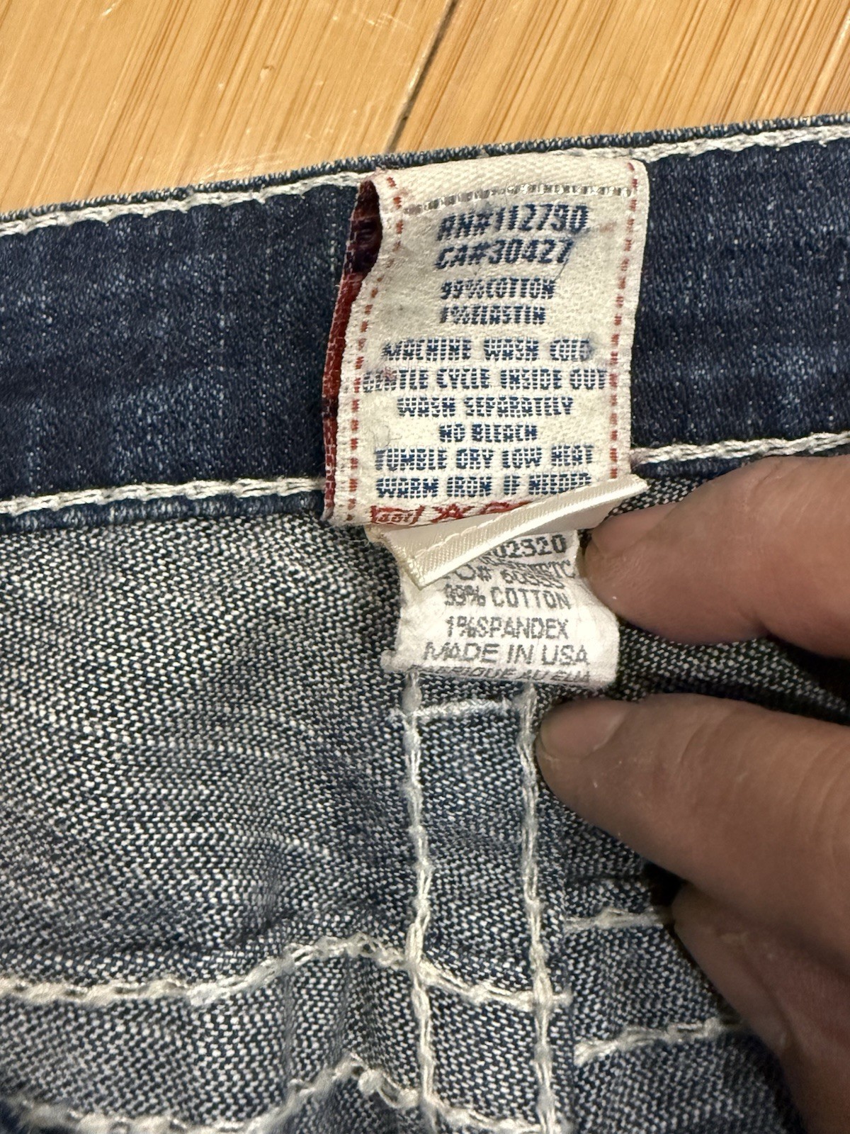 True Religion Jeans Women’s Disco Joey Big T Sz 31 Flare Bottom Blue Denim USA thumbnail 8