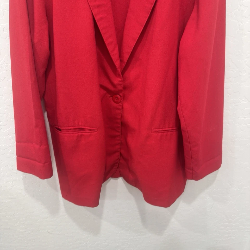 Vintage Courtney Linen Blend Blazer Womens 20W Red Single Button Office Business - Image 3 of 4
