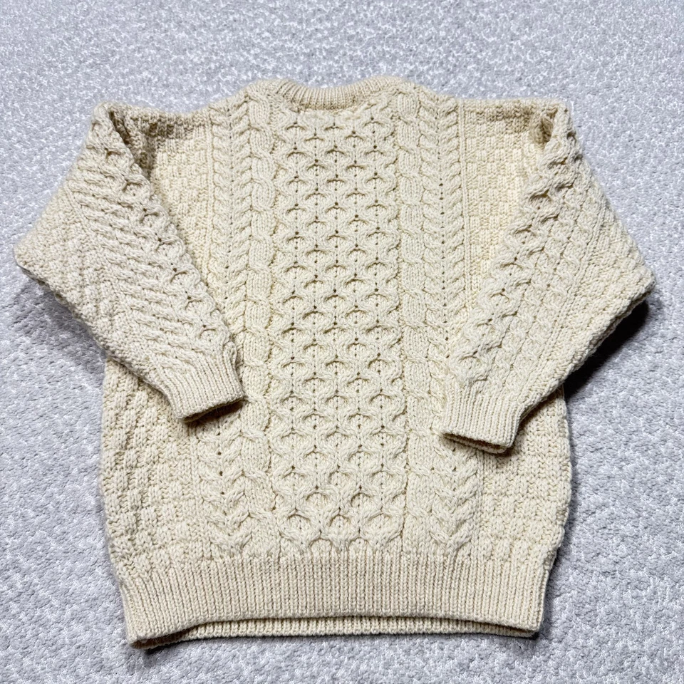 Suéter de punto de las islas Aran juvenil 5-7 lana crema Irlanda suéter tejido con cable Foto 4 de 4