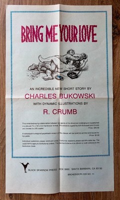 Charles Bukowski - Bring Me Your Love - Broadside - Black Sparrow Press R Crumb