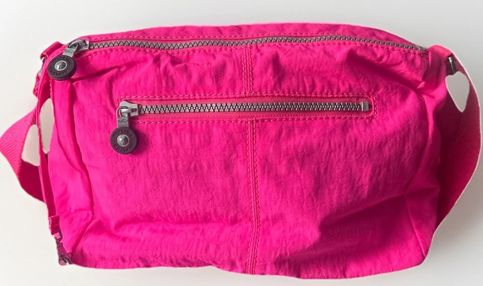 Kipling Syro Crossbody Bag Glowing Fuchsia Pink Nylon Purse Monkey Charm - Image 2 of 4