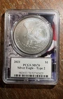 2021 $1 Type 2 American Eagle Silver PCGS MS70 Flag Frame
