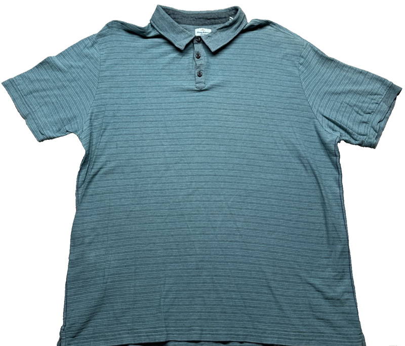 Tommy Bahama Men’s Short Sleeve Polo Shirt Blue Striped XX-Large Cotton