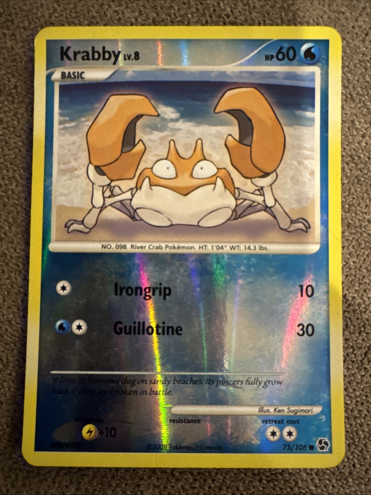 Pokemon TCG Krabby 75/106 Great Encounters Reverse Holo