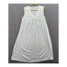 VTG Barbizon Nightgown Womens Sz M Light Blue Lace Trim Floral Embroidered