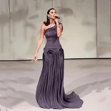 Purple Evening Dress One Shoulder Mermaid Formal Occasion Dresses Prom Gowns