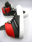 EMPORIO ARMANI White / Olive / Red Leather Hi Top Lace Up & Zip Sneaker Size 10
