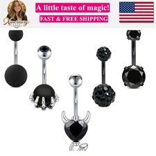 Belly Button Rings Stainless Steel 14G CZ Opal Navel Rings Barbells Women Gir...
