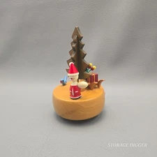 VTG Schmid The Creative Hand Wooden Tree Music Box Santa Claus is Coming to Town