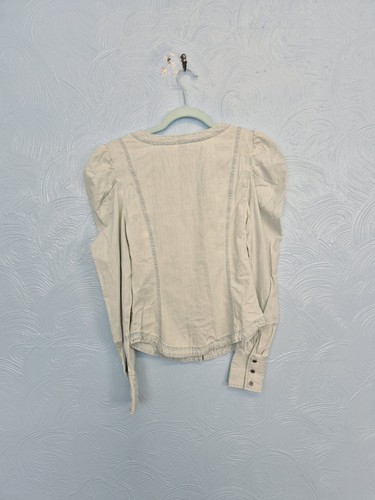 Free People Laced Up Denim Top Size XS Blue Shirt Blouse Corset Tie Front - Picture 10 of 10