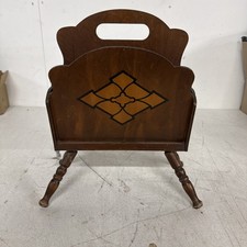 Vintage Wooden Book and Magazine Rack Holder MCM Inlaid 18x15x6