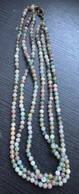 Vintage Natural Smooth Round Multi Colors Opal Bead Necklace