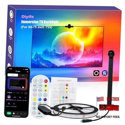 16.4ft TV LED Backlight with AR Sensors Sync to 65-75 Inch TVs, Smart TV