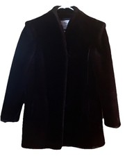 Vintage Winter Coat Black Faux Fur Intrigue Glenoit Jacket Cropped Women  s Sz 12