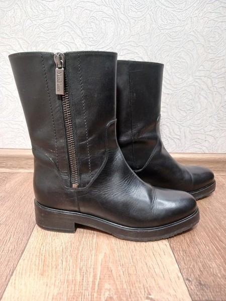 Women Max Mara Boots Black Leather 37 #O9T2