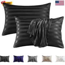 Satin Pillowcase for Hair and Skin, Silk Satin Pillowcase 2 Pack, Queen Size ...