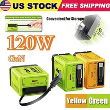 2 in 1 Gan Charger(Type C/L), 120W Compatible Fast, Retractable Wall NEW