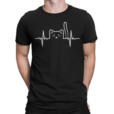 Heartbeat Lifeline Katzen Liebhaber Geschenk Tee Oberteil Unisex Herren T-Shirts