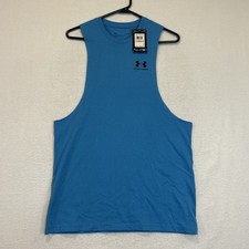 Under Armour Mens Sleeveless Tank Top Cut Off Left Chest Logo Blue Small 1329286