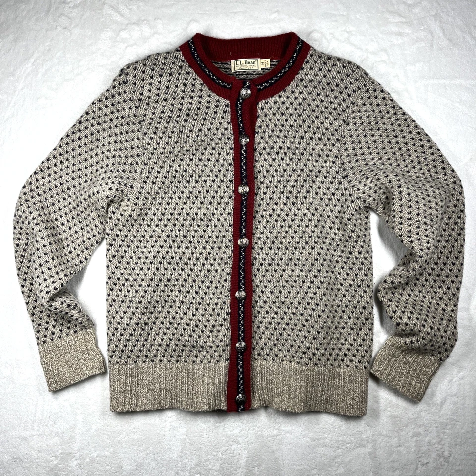 L.L.Bean Sweater Cardigan Womens M USA Made Vintage - Image 3 of 4
