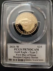 2021-W $25 PCGS PR70DCAM GOLD EAGLE Type2 First Day  Issue Reagan Legacy Series