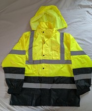 JORESTECH 3XL Hi-Vis Yellow/Black Rain Jacket with 2" Reflective Strips SAFETY