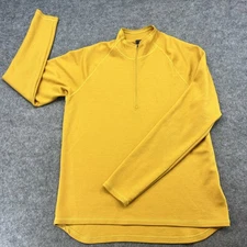 Ibex Merino Wool Mens Size 2XL 1/4 Zip Pullover Sweater Mid Weight Yellow Mock