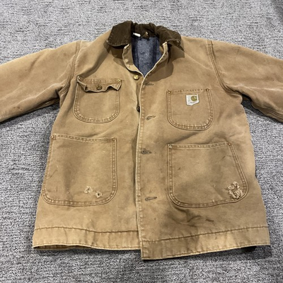 #ad #ad 👀 Vintage Carhartt Distressed Chore Coat Made In USA Blanket Lined 40 $64.99