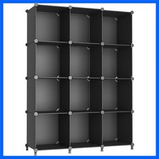 Elegant Black 12-Cube Closet Organizer - Freestanding, Space-Saving Storage