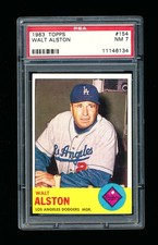 1963 TOPPS #154 WALT ALSTON (DODGERS) HOF PSA 7 NM