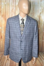 Nordstrom Men Check Wool Silk Linen 2 Front Button Sports Coat Sz 42SH