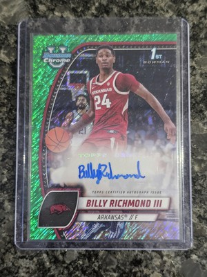 #ad 2024 25 Bowman University Chrome Billy Richmond III Green Shimmer Refractor Auto $12.00