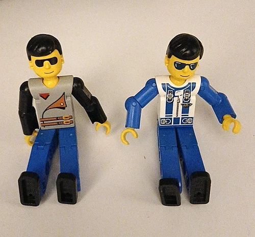 2 Vintage LEGO Technic Team 3 1/2" Figures 8714 & 8222-No Box, No Helmets