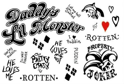 Temporäres Tattoo RIESEN SET Harley Quinn Joker Karneval Fasching Fasnacht