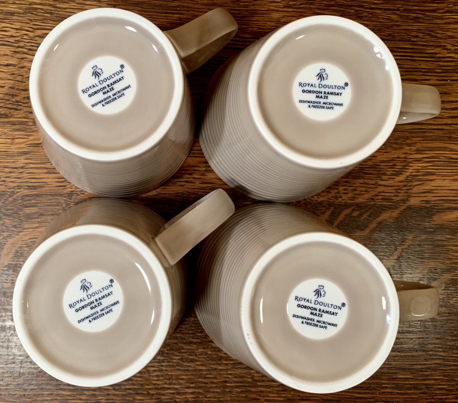 Retired Lot of 4 Royal Doulton Gordon Ramsay TAUPE MAZE 14oz Mug