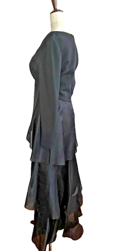 Maxi Women's t Black Long Sleeve V Neck Dress Evening Gown - Picture 8 of 15