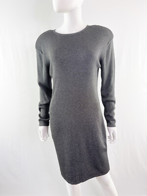 Nordstrom Gray Metallic Sweater Dress Size M Long Sleeve Knit Party Holiday 