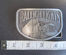 Raleigh Lights Cigarettes Tobacco Semi Truck Trucking 1970's Vintage Belt Buckle
