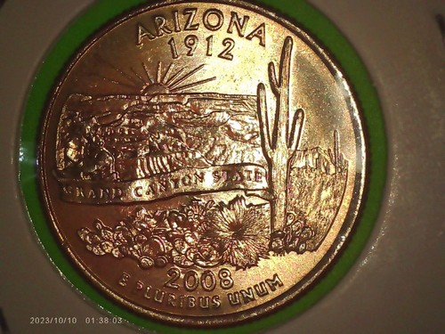 2008 P Arizona**ERROR**Quarter Extra CACTUS LEAF*out of*US*MENT ROLL***LUSTER#43 - Picture 6 of 6
