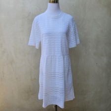 NWT MISSONI White Zigzag Tonal A-Line Short Sleeve Dress Size Large C1968