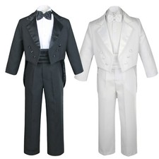 Boys Suits Black White Cummerbund Bow Tie Tail Tuxedos Baby Toddler Teen S-20