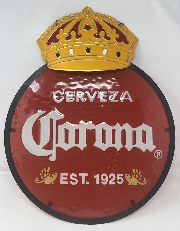 Corona Cerveza Non illuminated Metal/Glass Sign - NIB