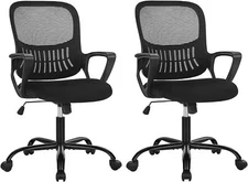 2 Pcs Home Office Chair Ergonomic Desk Mesh Computer Chair with Lumbar Support