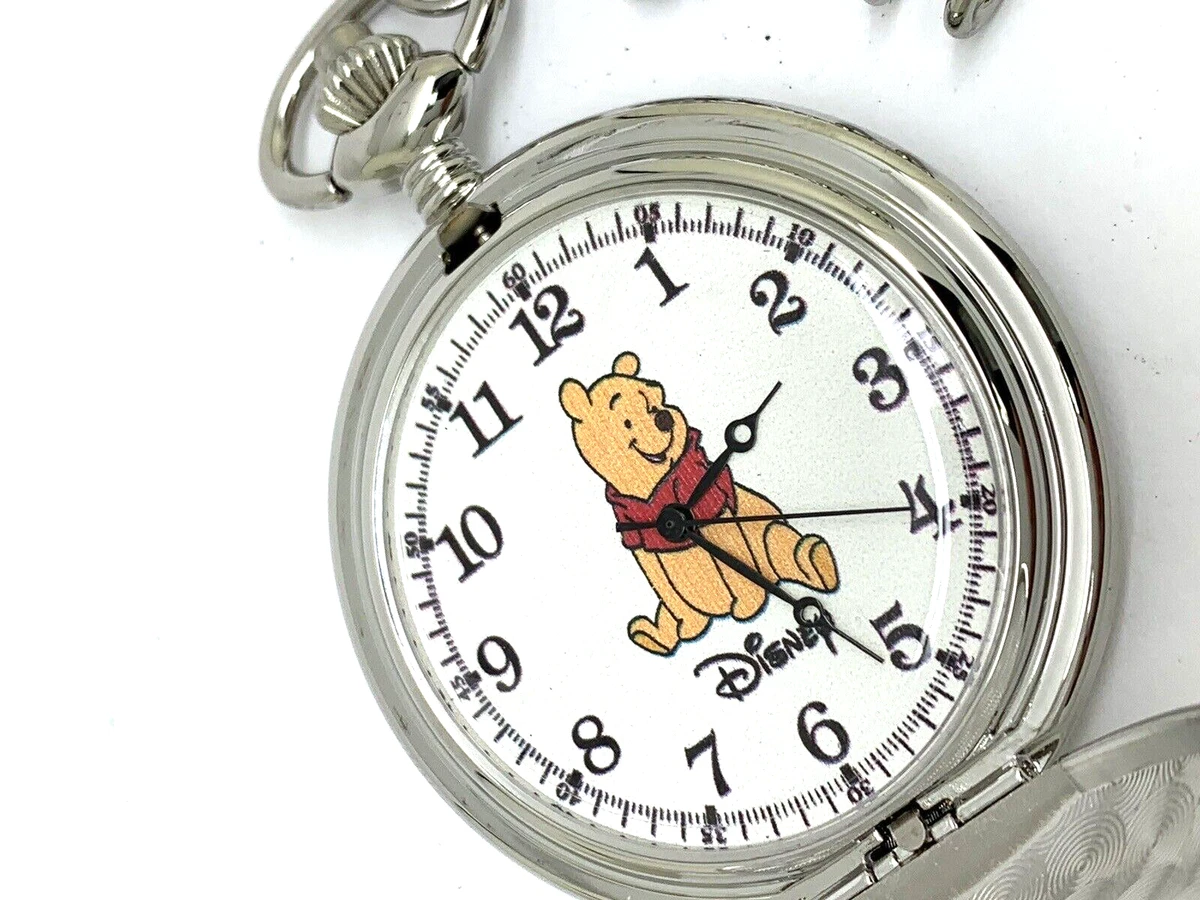Disney Winnie The Pooh Pocket Watch Silver 50mm Case White Dial
