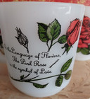 3 Vintage GLASBAKE Language Of Flowers Milk Glass Stacking Cups Rose Mugs  — photo 7