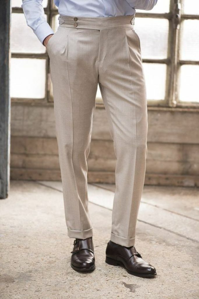 Men New Designers Gentleman Two Plated Italian Style Pant Casual Formal  Trousers