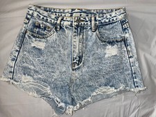 Womens Shein brand Acid Wash Distressed Denim Shorts - Size M