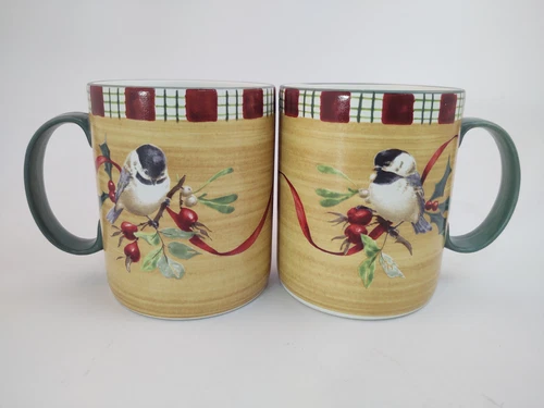 Set of 2 Lenox Winter Greetings Everyday Mugs - Chickadee