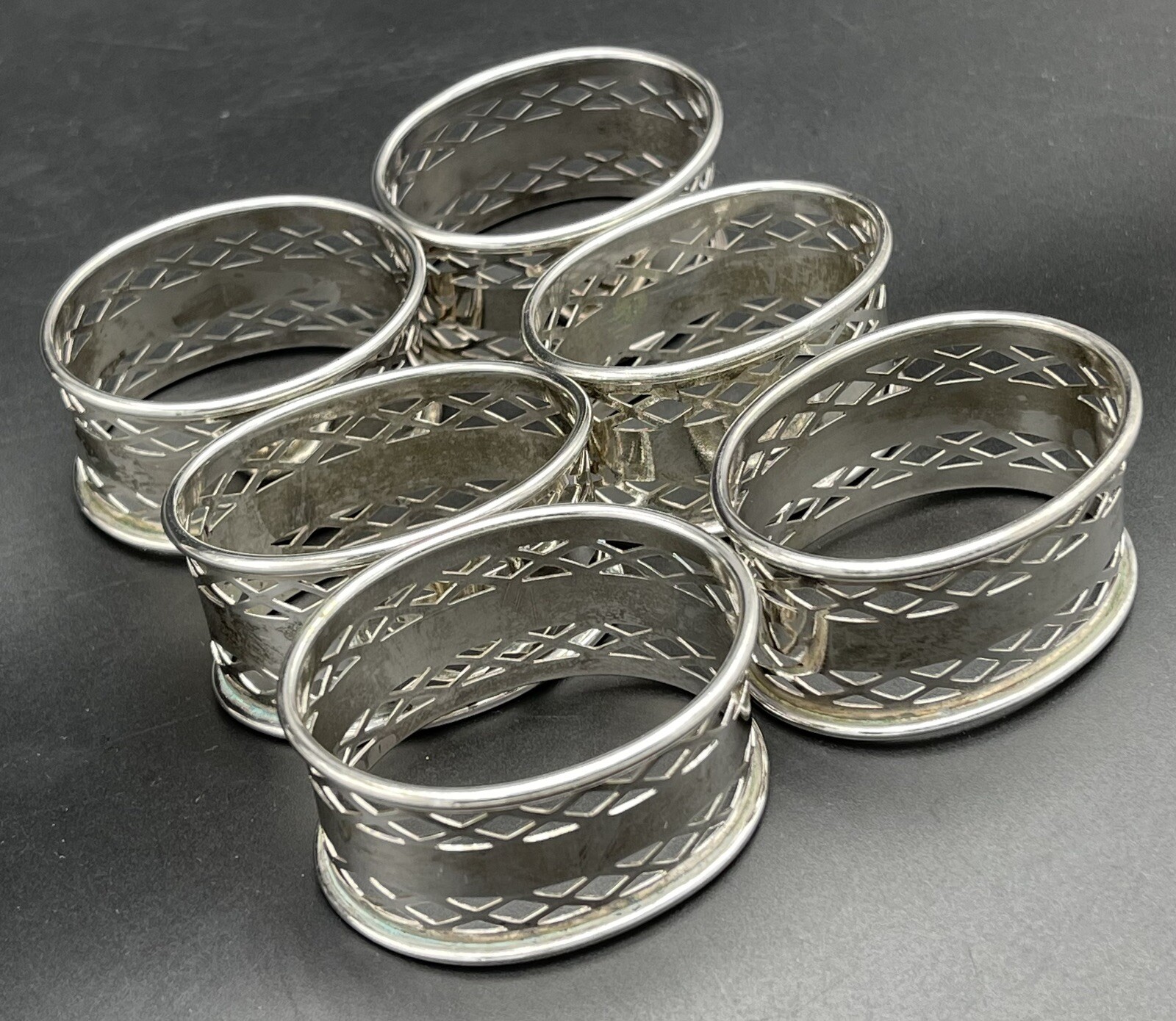 Vintage EPNS 6 Napkin Holders Ring Silverplated 1" tall eBay